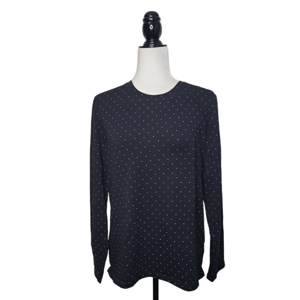 Lord & Taylor Women's Top Size XL Long Sleeve Pullover Black Speckled